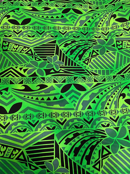 Polynesian Tapa Fabric - Tribal Hawaiian Cute and Unique Fabric Design - Sold by the Yard - Luxury Rayon Quality 45" | Gtex Fabrics