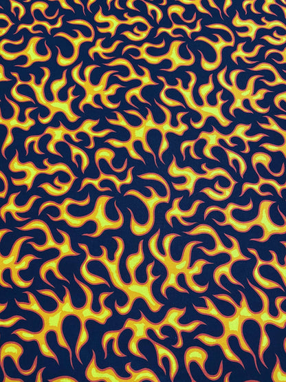 Novelty Classic Flames Fire Hot 100% Cotton Fabric HD High Quality Fabric by the Yard or Select Length | Gtex Fabrics