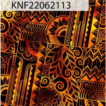 GTEX Collection KNF-13 - Polynesian Fabric -Digital Tribal Tattoo, Island Fabric - Sold by the Yard - FDY Peachskin Fabric 58" - New Design  | Gtex Fabrics