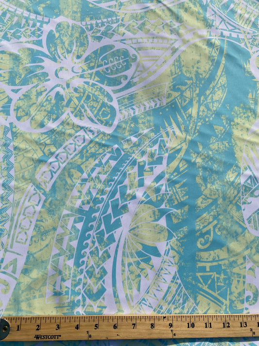 GTEX Collection FDY 100 - Polynesian Fabric - Abstract Tribal Pulmeria Flower , Hawaiian, Island Fabric - Sold by the Yard -  FDY Fabric 60"  | Gtex Fabrics
