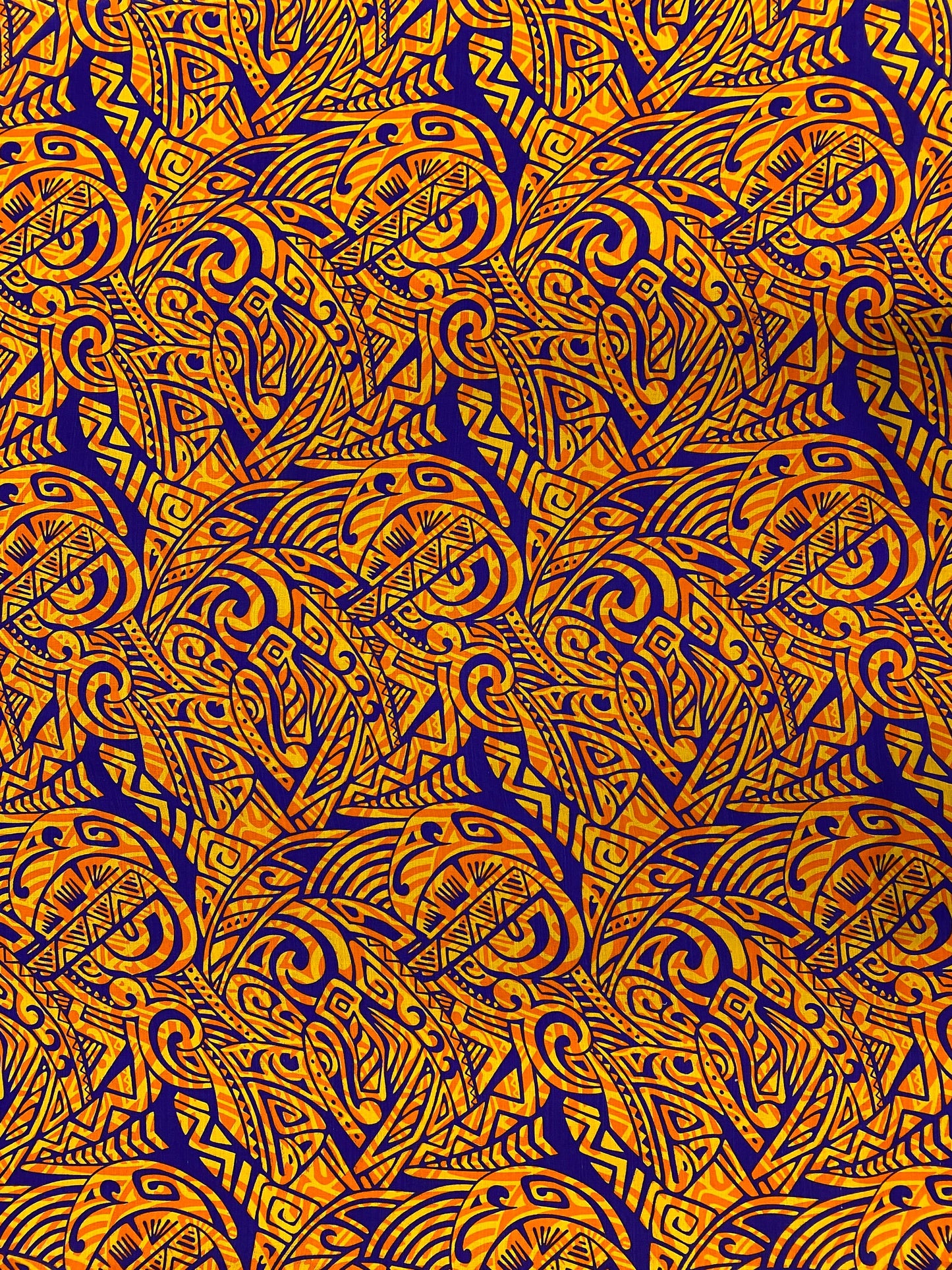 Polynesian Fabric -Tapa Fabric, Block Print, Tribal, Samoan, Fiji, Island Fabric - Sold by the Yard -100% Cotton Lt Bark Cloth -Doby Cotton   | Gtex Fabrics