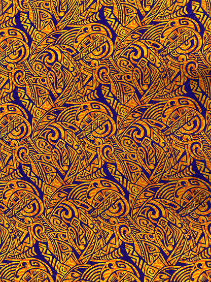 Polynesian Fabric -Tapa Fabric, Block Print, Tribal, Samoan, Fiji, Island Fabric - Sold by the Yard -100% Cotton Lt Bark Cloth -Doby Cotton   | Gtex Fabrics