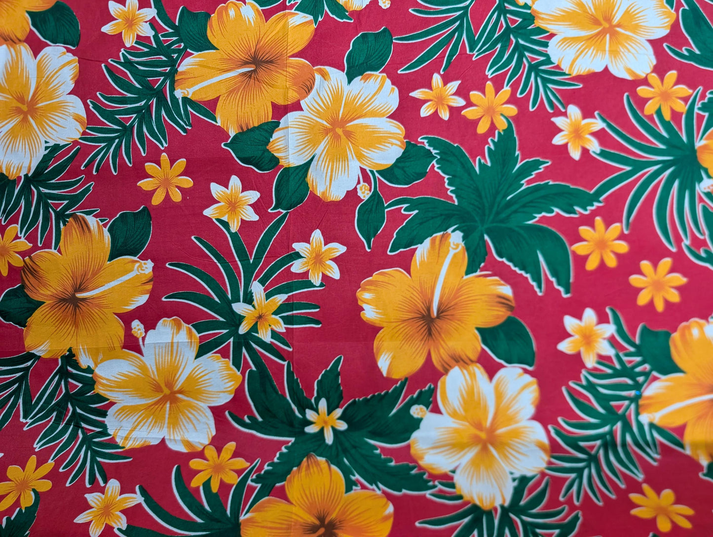 Polynesian Elegance: 36" Polyester Fabric with Poly Cotton Feel– Tropical and Floral Fusion- Vibrant Colors - Made In Thailand | Gtex Fabrics