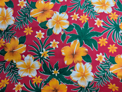 Polynesian Elegance: 36" Polyester Fabric with Poly Cotton Feel– Tropical and Floral Fusion- Vibrant Colors - Made In Thailand | Gtex Fabrics