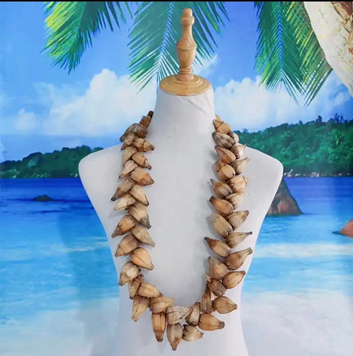 Polynesian, Samoan, Tongan Men's Traditional - Ula Fala Necklace - Natural Seed Jewelry Neckpiece Design - 40" Length - Handmade | Gtex Fabrics