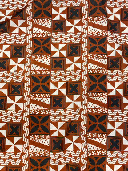 GTEX Collection - Polynesian Fabric - Fiji Tapa Block Print Fabric - Sold by the Yard - Poly Cotton Poplin 58" Wide - Soft & Breathable | Gtex Fabrics