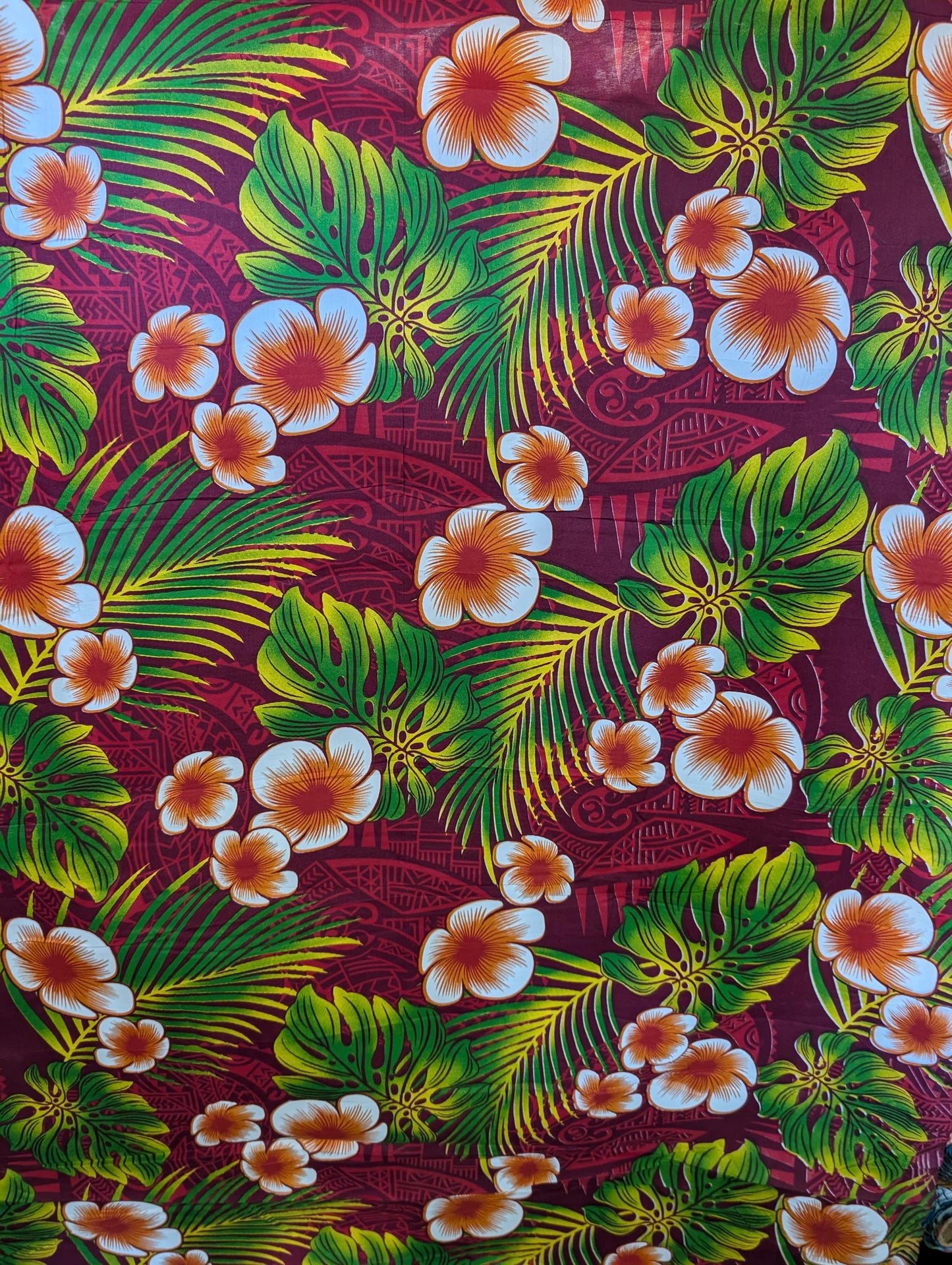 Premium Quality: Polynesian Elegance 36" Fabric – Tropical Floral Poly Cotton Blend – Vibrant Colors, Made in Thailand  | Gtex Fabrics