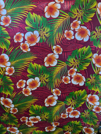 Premium Quality: Polynesian Elegance 36" Fabric – Tropical Floral Poly Cotton Blend – Vibrant Colors, Made in Thailand  | Gtex Fabrics