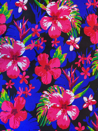 Polynesian Elegance: 36" Polyester Fabric with Poly Cotton Feel– Hawaiian and Floral Fusion- Made In Thailand - Low Price - Roll Wholesale | Gtex Fabrics