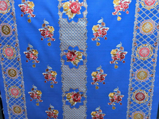 High Quality 54" Vinyl Table Cover Fabric, Lined, Flower Design - By The Yard (No Felack) | Gtex Fabrics