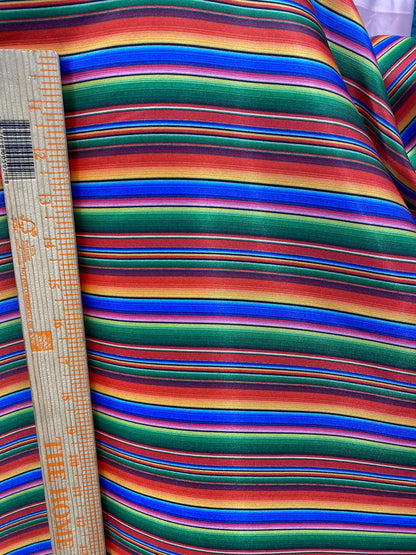 New Sarape Mexican Stripes Charmeuse Satin Fabric - 60" Polyester - By the Yard for Tablecloths, Drapery, and Apparel   | Gtex Fabrics