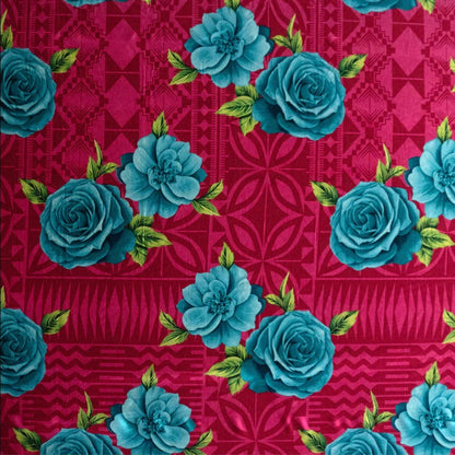 Polynesian Rose Geometric design | New Fabric - Abstract Print Luau All Over Design - Peach Skin Fabric 45" - Peach Skin Fabric- by the Yard 58" Wide - New Design - Island Fabric 108 | Gtex Fabrics