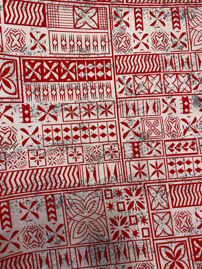 Polynesian Elegance: 36" Polyester Fabric with Poly Cotton Feel– Tribal and Floral Fusion  Tapa Block Print- Made In Thailand - Low Price 2  | Gtex Fabrics