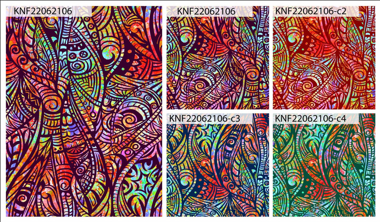 GTEX Collection KNF-06 - Polynesian Fabric -Abstract Tribal, Island Fabric - Sold by the Yard - FDY Peachskin Fabric 58" - New Design   | Gtex Fabrics