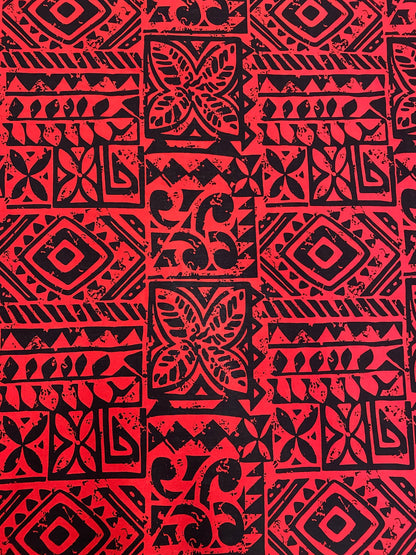 Polynesian Fabric -Tapa Fabric, Block Print, Tribal Tattoo, Samoan, Island Fabric - Sold by the Yard - 100% Cotton Fabric 45" - New Design  | Gtex Fabrics