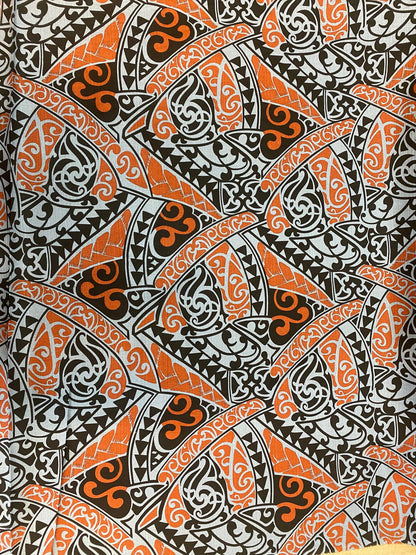 Polynesian Fabric -Tapa Fabric, New Design, Tribal, Samoan, Fiji, Island Fabric - Sold by the Yard -100% Cotton Lt Bark Cloth -Doby Cotton | Gtex Fabrics