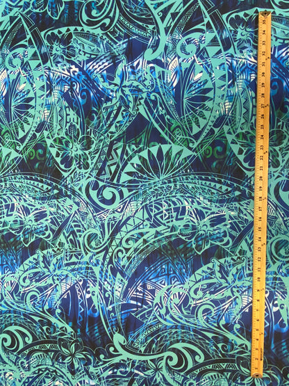 New Tropical Floral and Tribal Polynesian Fabric - Peach Skin Fabric- by the Yard 58" Wide - New Design - Island Hawaiian Fabric | Gtex Fabrics