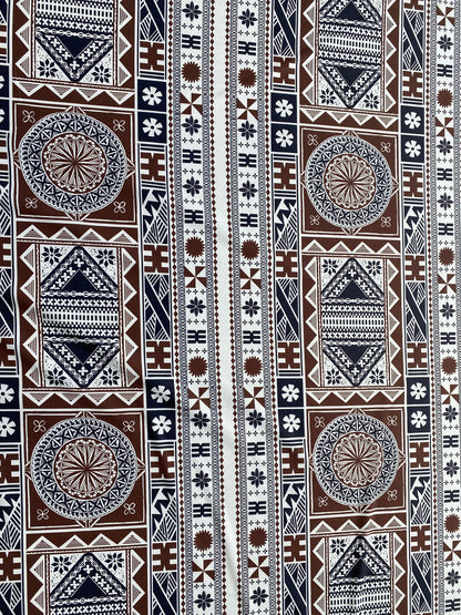 New Fijian Tapa Block Print Fabric - Polynesian Design - Peach Skin Fabric- by the Yard 58" Wide - Fiji Material |Solid Medium Satin Fabric, Charmeuse, Costume, Lining, Décor, Apparel & Fashion Fabric | Gtex Fabrics