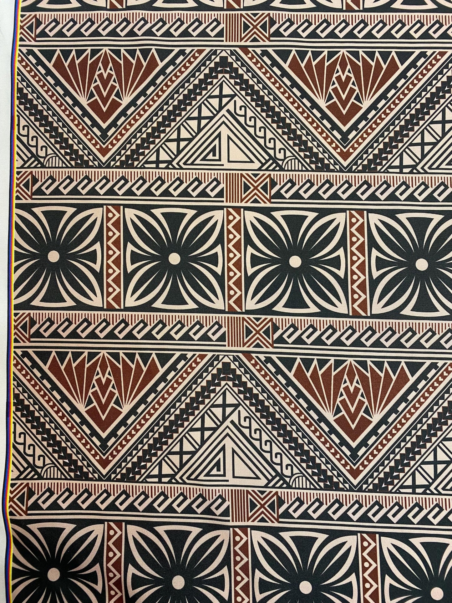 New Zealand Print - Tapa Tribal Block Print Fabric - Polynesian Fabric by the Yard 58" Mini Matt Fabric   | Gtex Fabrics