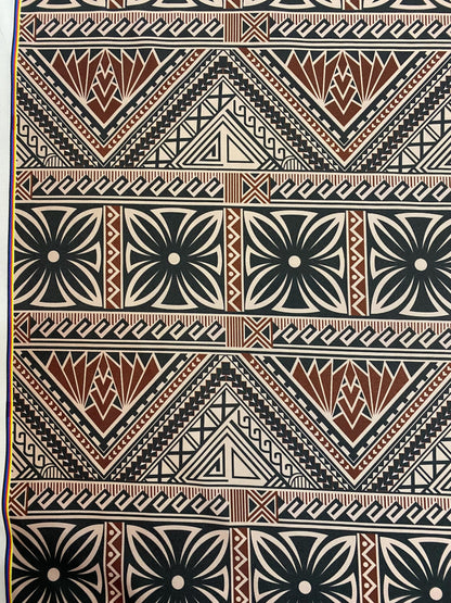 New Zealand Print - Tapa Tribal Block Print Fabric - Polynesian Fabric by the Yard 58" Mini Matt Fabric   | Gtex Fabrics