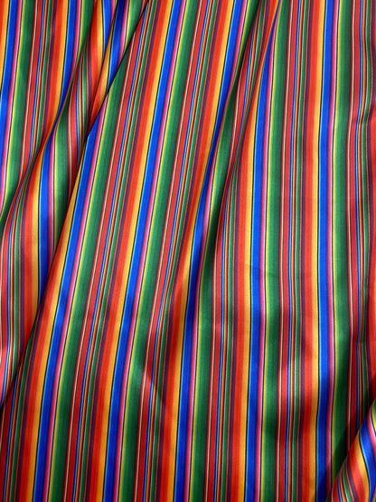 New Sarape Mexican Stripes Charmeuse Satin Fabric - 60" Polyester - By the Yard for Tablecloths, Drapery, and Apparel   | Gtex Fabrics