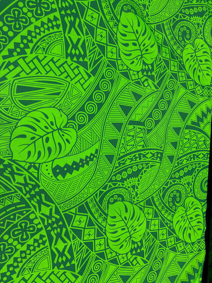 Polynesian Monstera Leaf Fabric – Tribal Island Print | 45” Wide | Lightweight Poly Cotton Feel | 100% Polyester | Sold by Yard or Roll | Gtex Fabrics