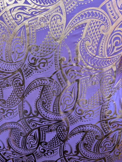 GTEX Collection - Traditional Polynesian Samoan Tongan Hawaiian Tattoo Hologram Foil Fabric | 58" Assorted Color Foil Fabric (Non-Stretch) | Gtex Fabrics