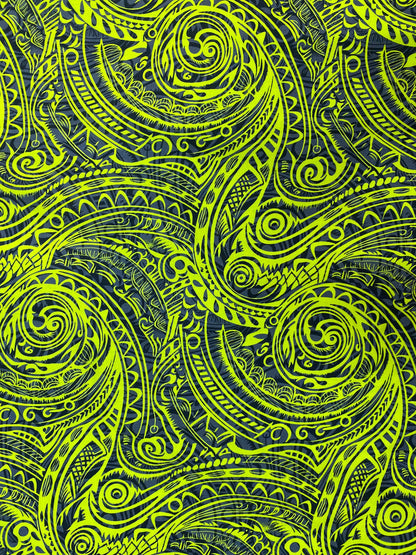 GTEX Collection - Polynesian Fabric -Tribal Tattoo Fabric, Samoan Print - Sold by the Yard - 100% Cotton Fabric 45" - New Tribal Design  | Gtex Fabrics