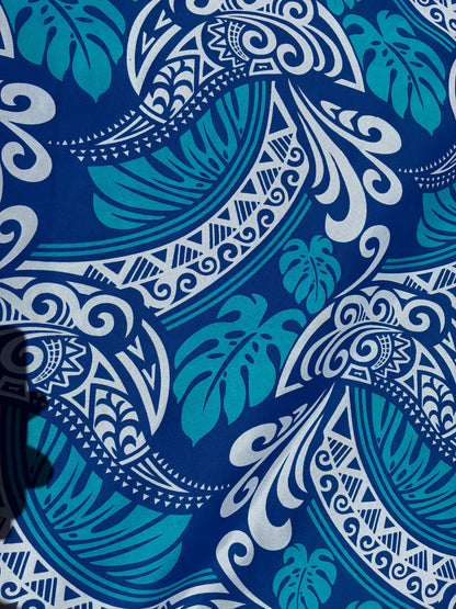 Polynesian Tribal Fabric – 45” Wide | Lightweight Soft Poly Cotton Feel | Sold by Yard or Roll | Made in Thailand | Island Design| Wholesale   | Gtex Fabrics