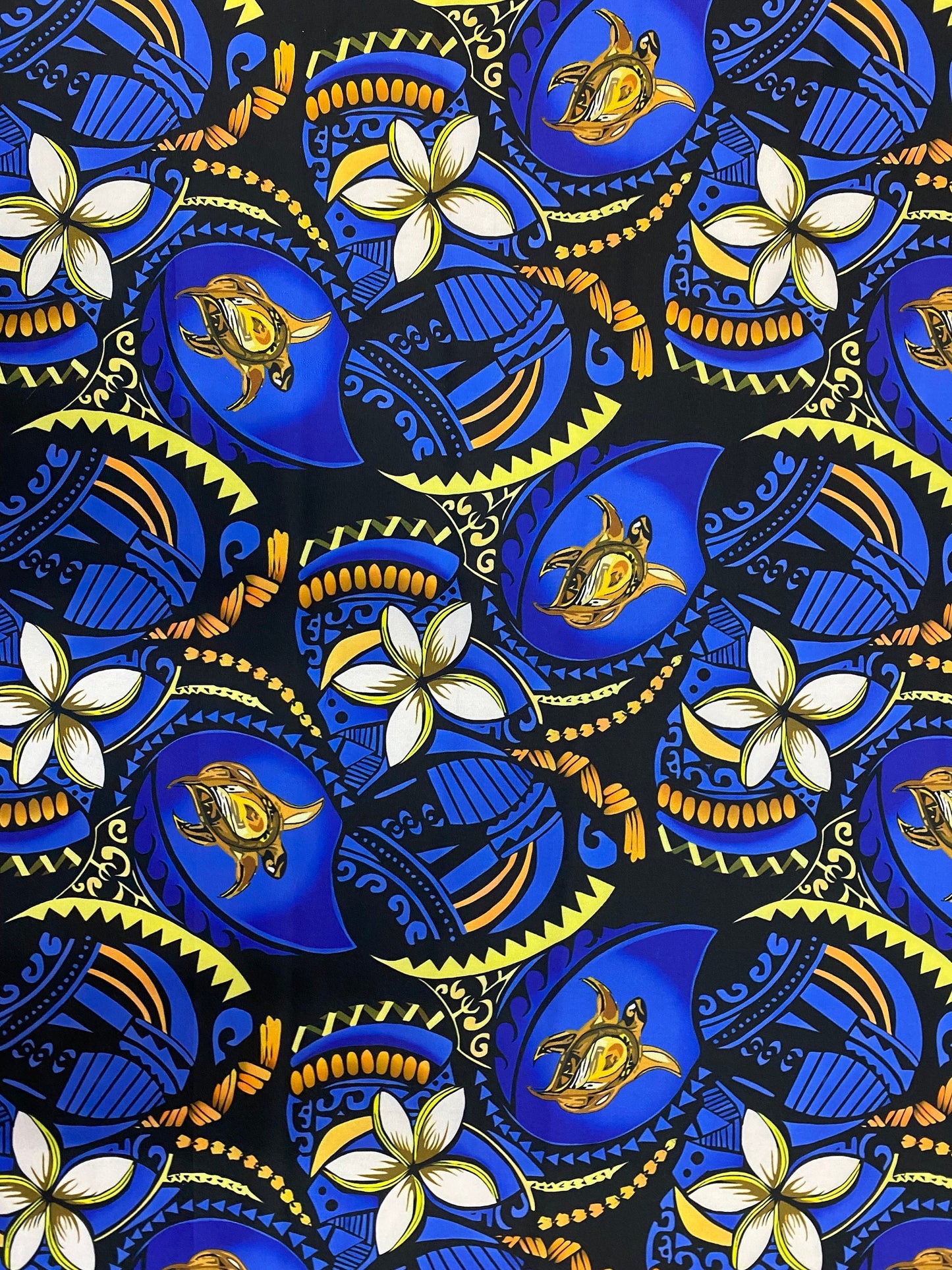 New Tropical Hibiscus and Turtle Design Polynesian Fabric - Lt. Peach Skin Fabric- by the Yard 58" Wide - New Design - Island Fabric | Gtex Fabrics