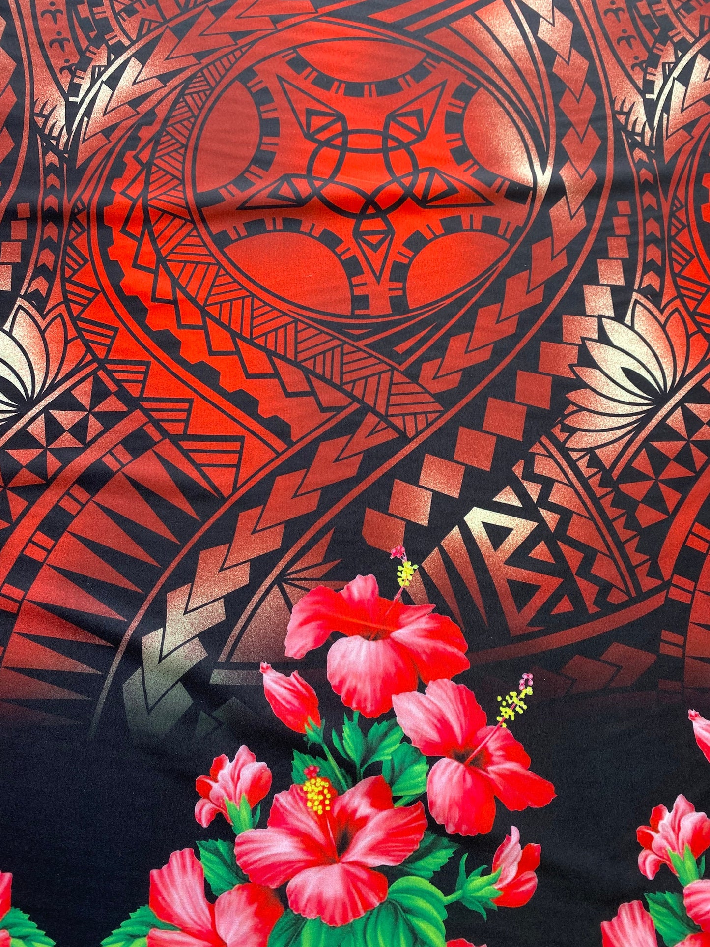 New Floral Tribal Tattoo Polynesian Fabric - Peach Skin Fabric- by the Yard 58" Wide - New Design - Island Fabric 108  | Gtex Fabrics