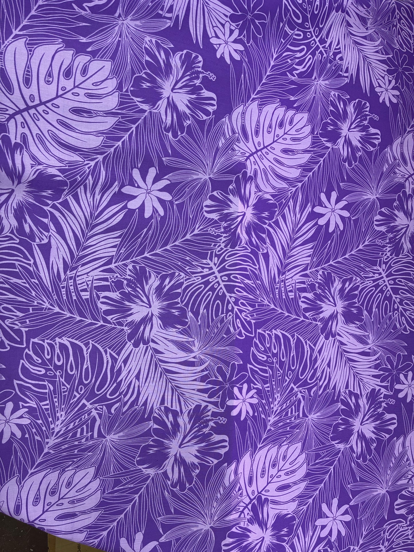 Polynesian Hawaiian Island Fabric 45" Poly Cotton Fabric Monstera & Hibiscus Print- Sold By The Yard | Red & White Color