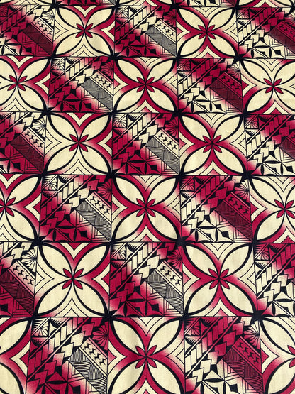 GTEX Collection - Polynesian Fabric -Tapa Fabric, Block Print, Floral Island Fabric - Sold by the Yard - 100% Cotton Fabric 45" - New Design  | Gtex Fabrics