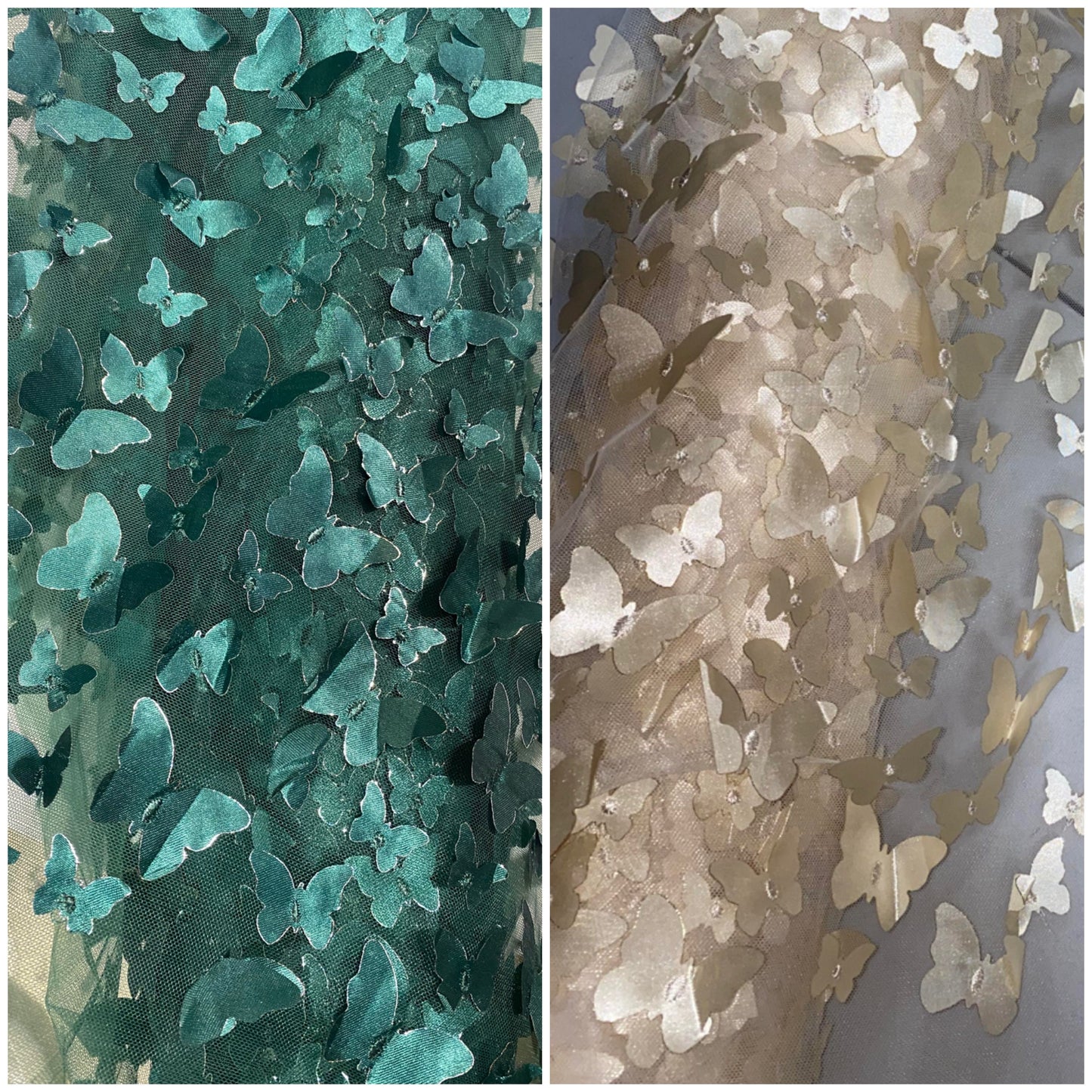 3-D Butterfly Lace Fabric Collection, 3D Laser Cut Butterflies on Tulle Mesh Material, Dress Fabric, Fashion, Decor, New Designs, Cute |Gtex Fabrics|