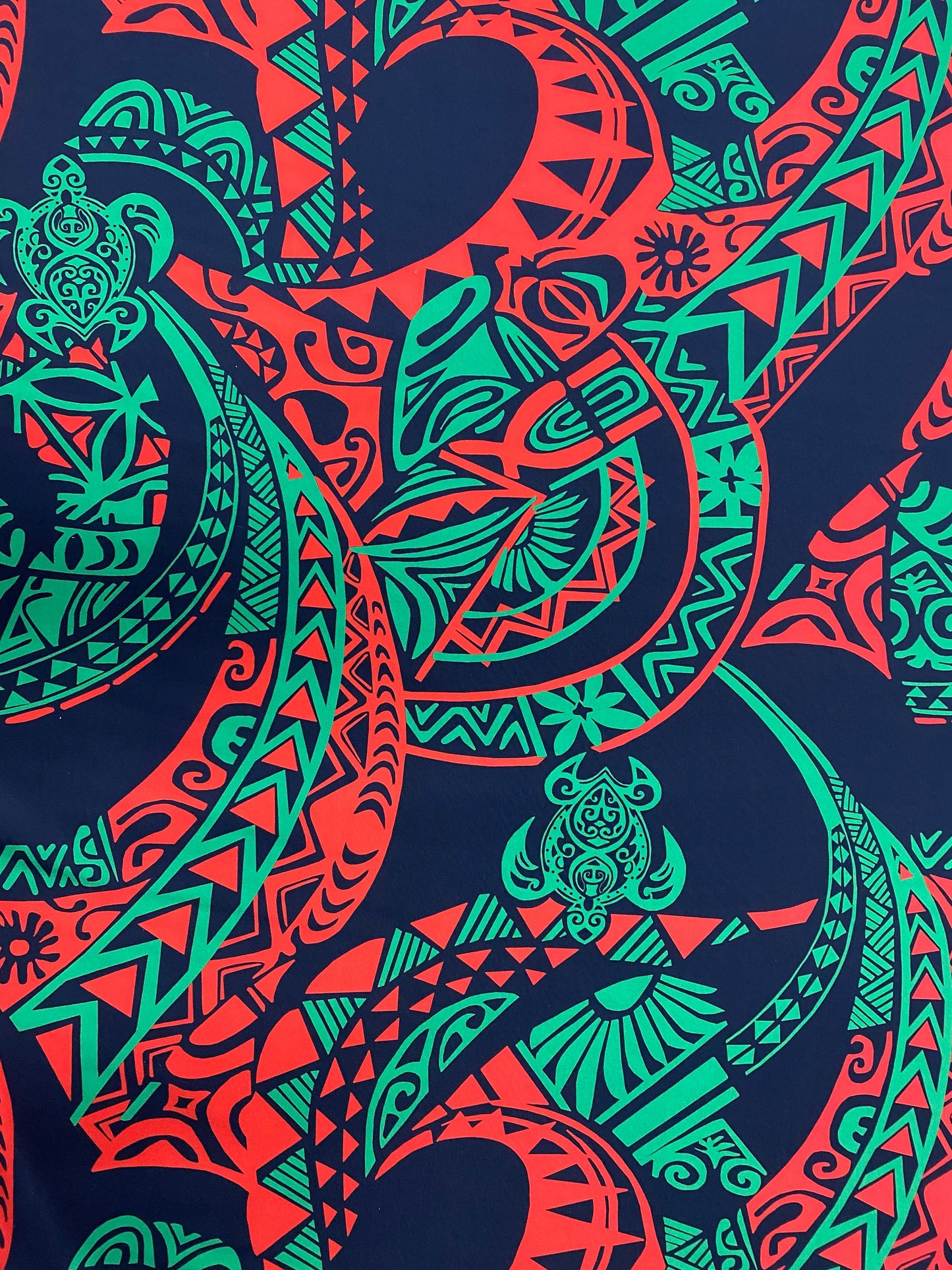 New Tropical Tribal Turtle Design Polynesian Fabric - Peach Skin Fabric- by the Yard 58" Wide - New Design - Hawaiian Fabric  | Gtex Fabrics