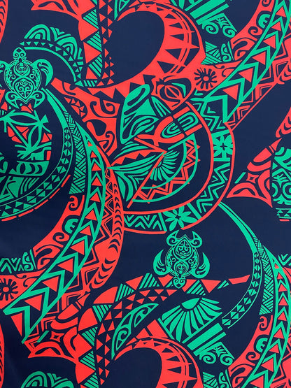 New Tropical Tribal Turtle Design Polynesian Fabric - Peach Skin Fabric- by the Yard 58" Wide - New Design - Hawaiian Fabric  | Gtex Fabrics