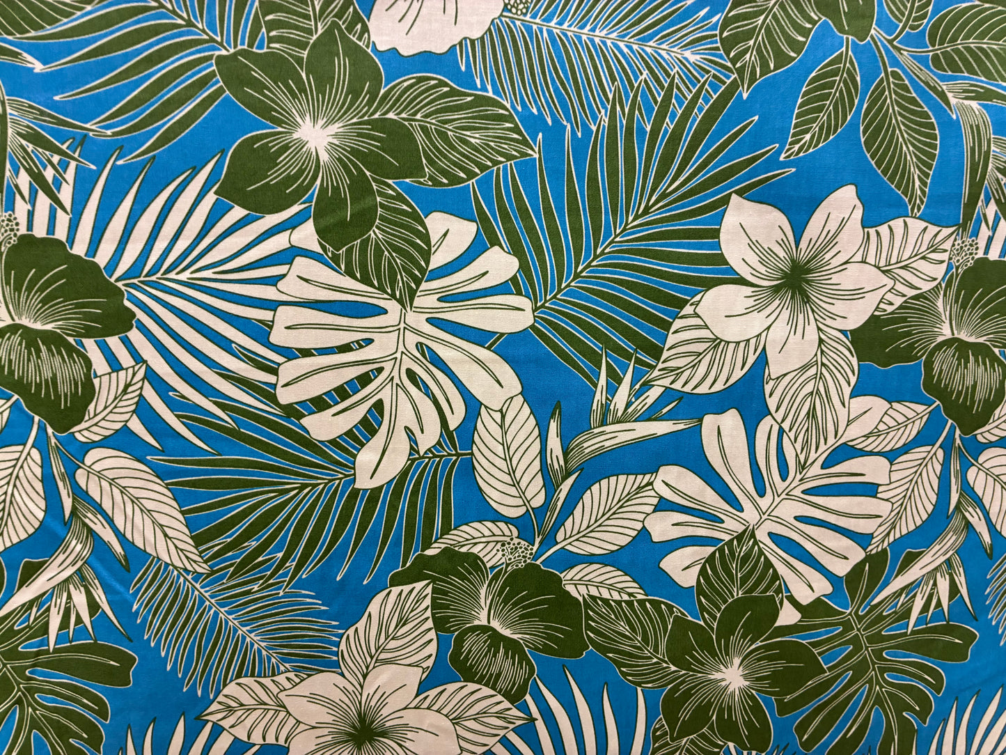 New Hawaiian Tropical Print Fabric – Blue 100% Cotton Fabric, 44” Wide Floral Island Print by the Yard