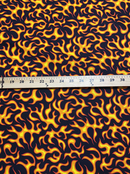 Novelty Classic Flames Fire Hot 100% Cotton Fabric HD High Quality Fabric by the Yard or Select Length | Gtex Fabrics