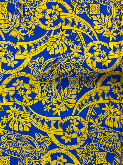 GTEX Collection - Polynesian Fabric -Monstera Leaf, Tribal Elements, Island Fabric - Sold by the Yard - 100% Cotton Fabric 45" - New Design | Gtex Fabrics
