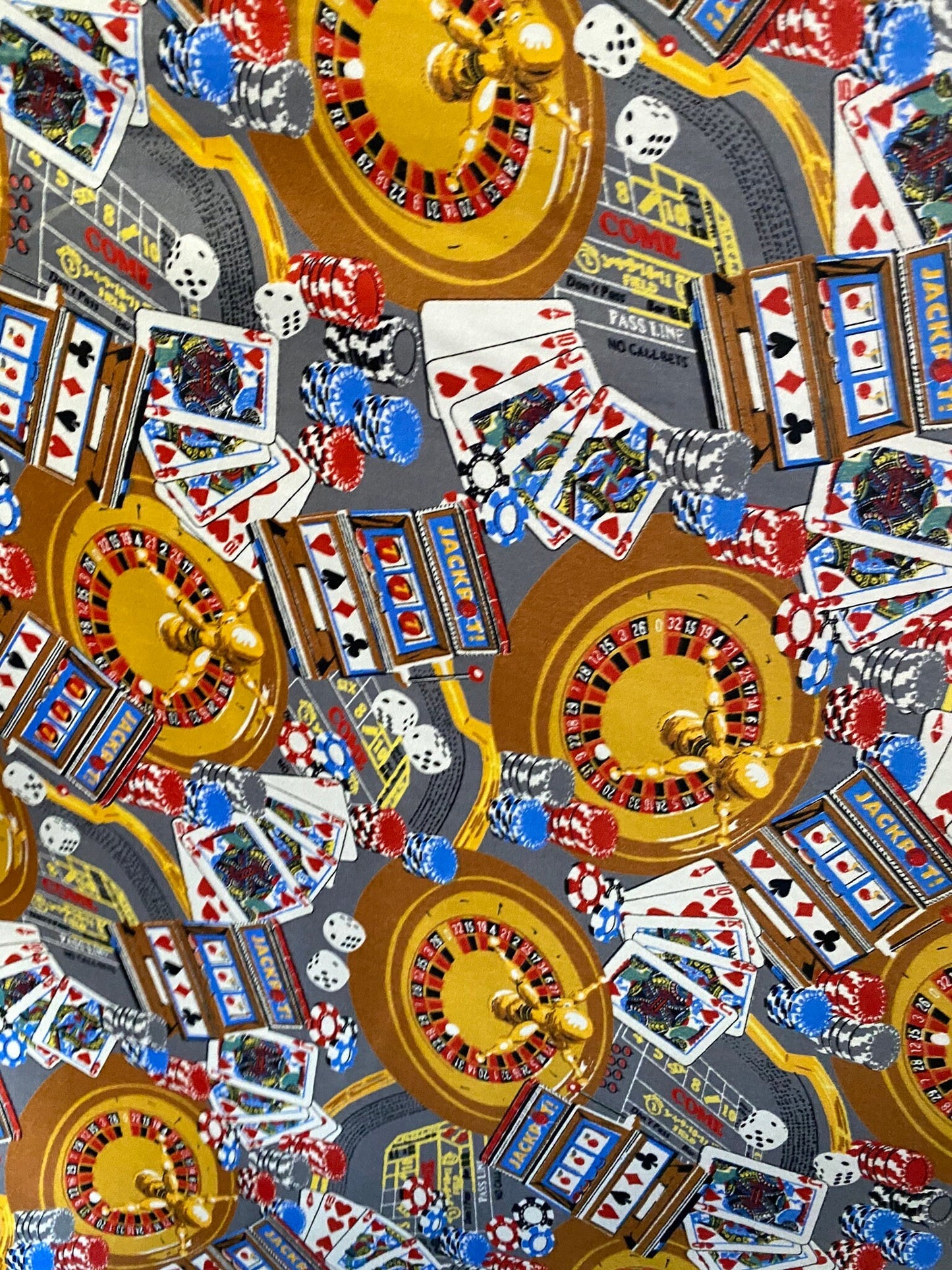 Novelty Cotton Fabric, Las Vegas Casino Poker Gambling Print Quilt 100% Cotton Fabric, By the yard, High Quality HD Color  | Gtex Fabrics