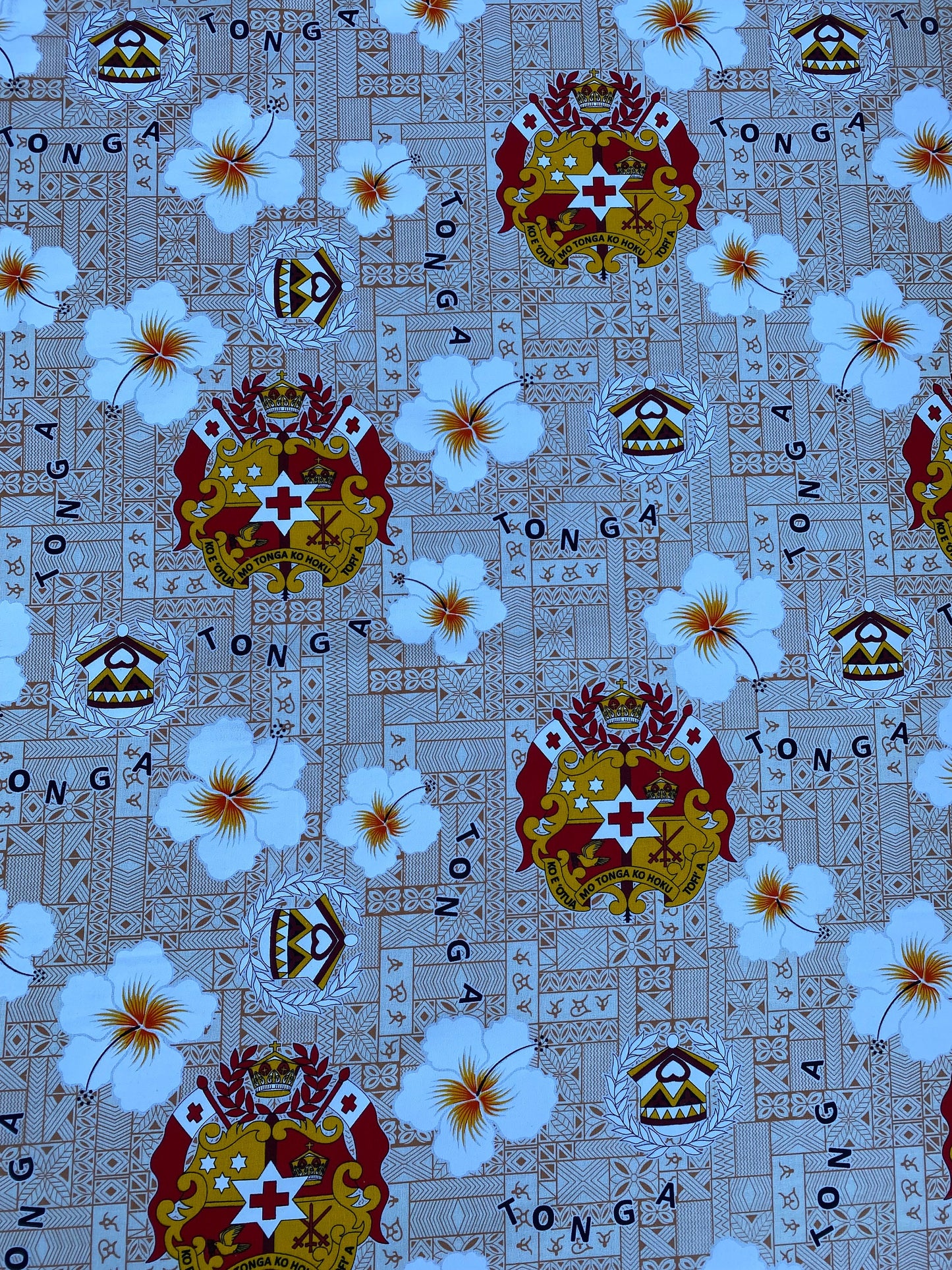 GTEX Collection B600 - Polynesian Tapa Fabric, Island Fabric, High Quality Vibrant New Design, Tonga Island Fabric, Seal of Tonga, Tradition | Gtex Fabrics