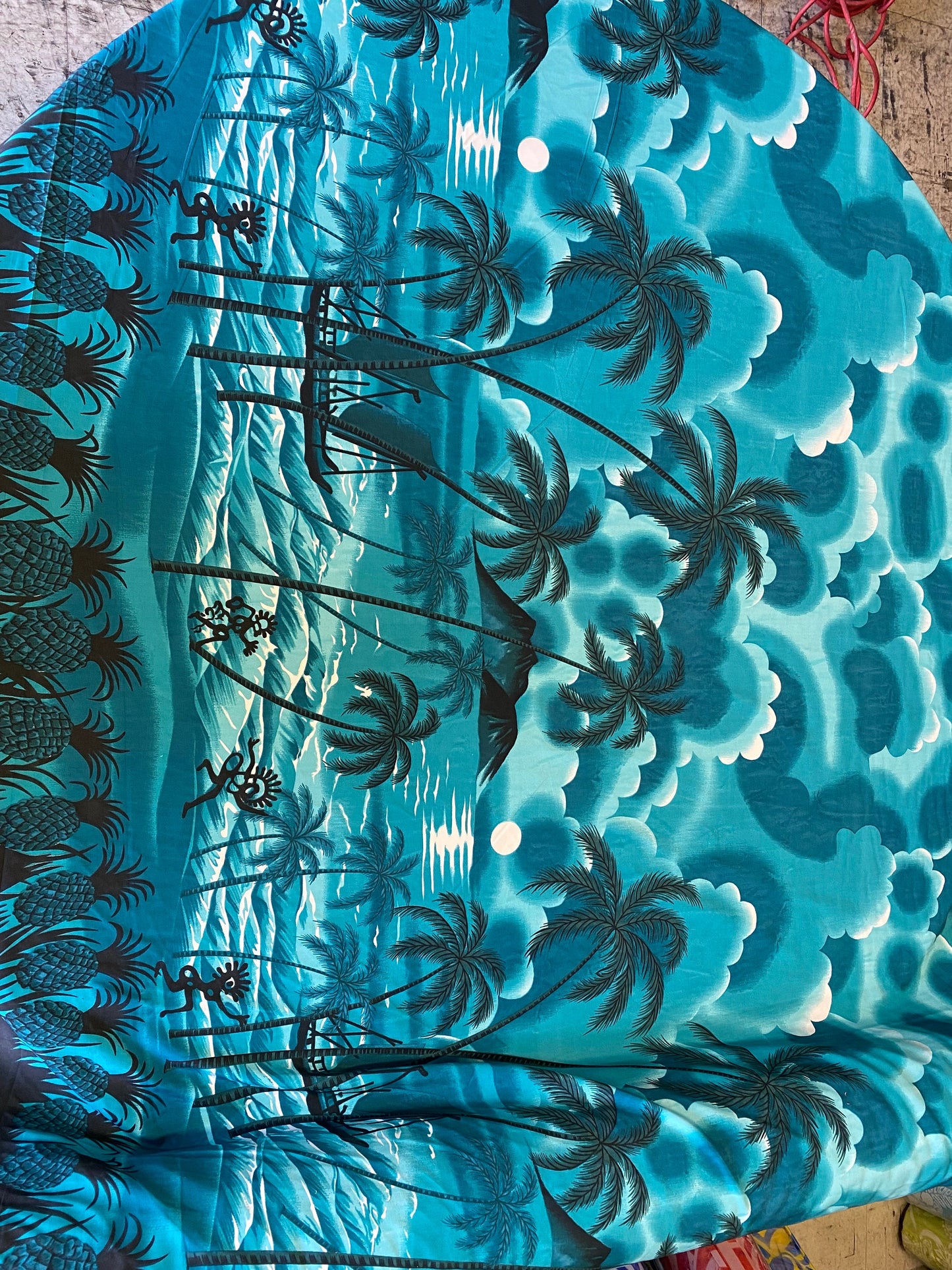 GTEX Collection - Island Print Tropical Hawaiian Polynesian Print Peach Skin Fabric 45" Sold By The Yard  | Gtex Fabrics