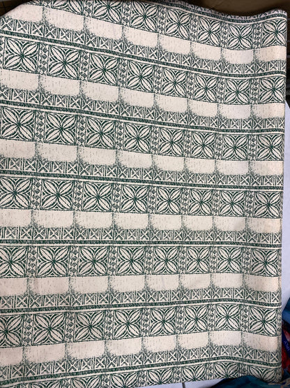 Polynesian Fabric, Tapa Block Print Design, Island Fabric - Sold by the Yard - Polyester Fabric 45" - Vintage Colors - POLY100