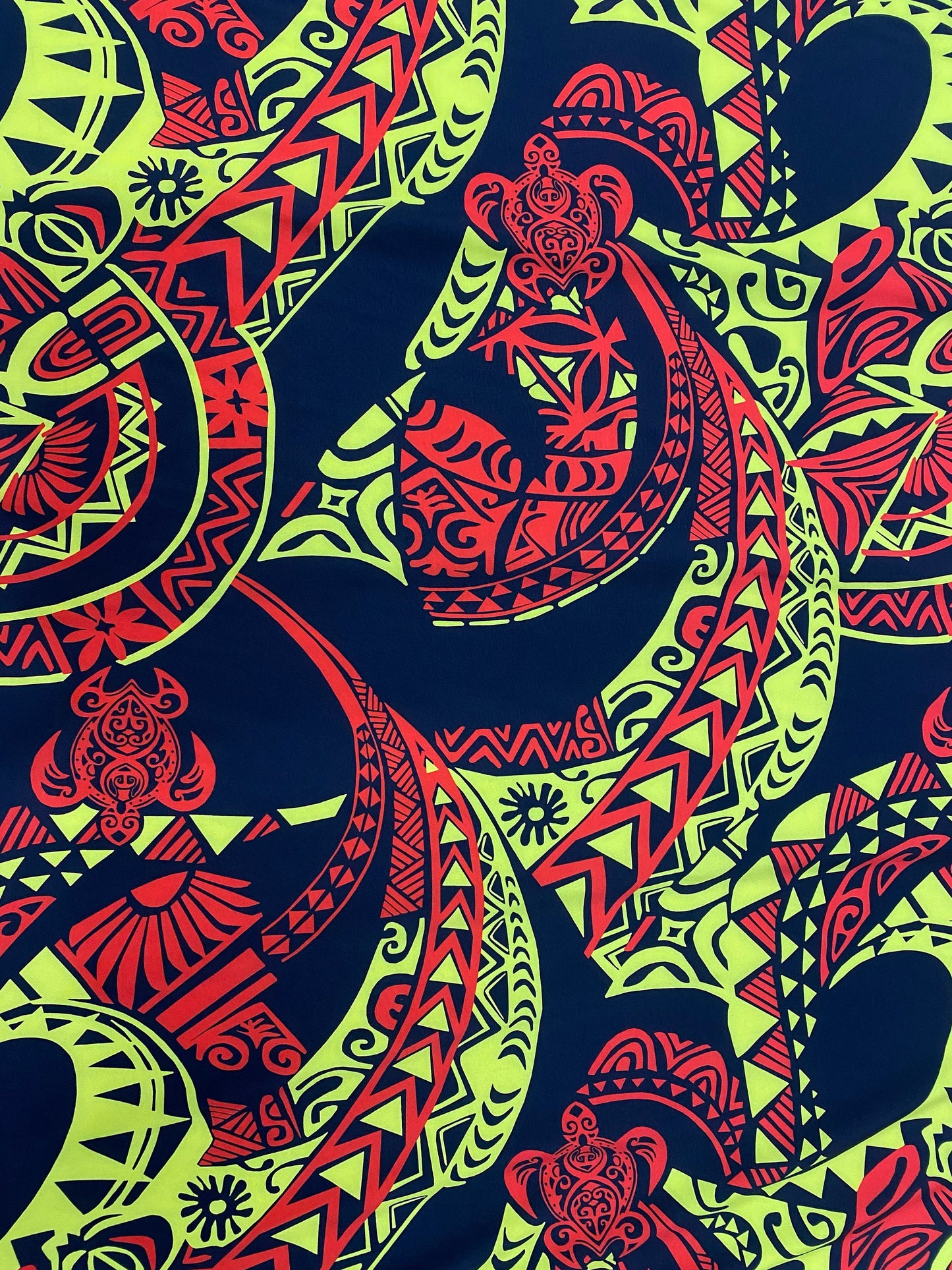 New Tropical Tribal Turtle Design Polynesian Fabric - Peach Skin Fabric- by the Yard 58" Wide - New Design - Hawaiian Fabric  | Gtex Fabrics