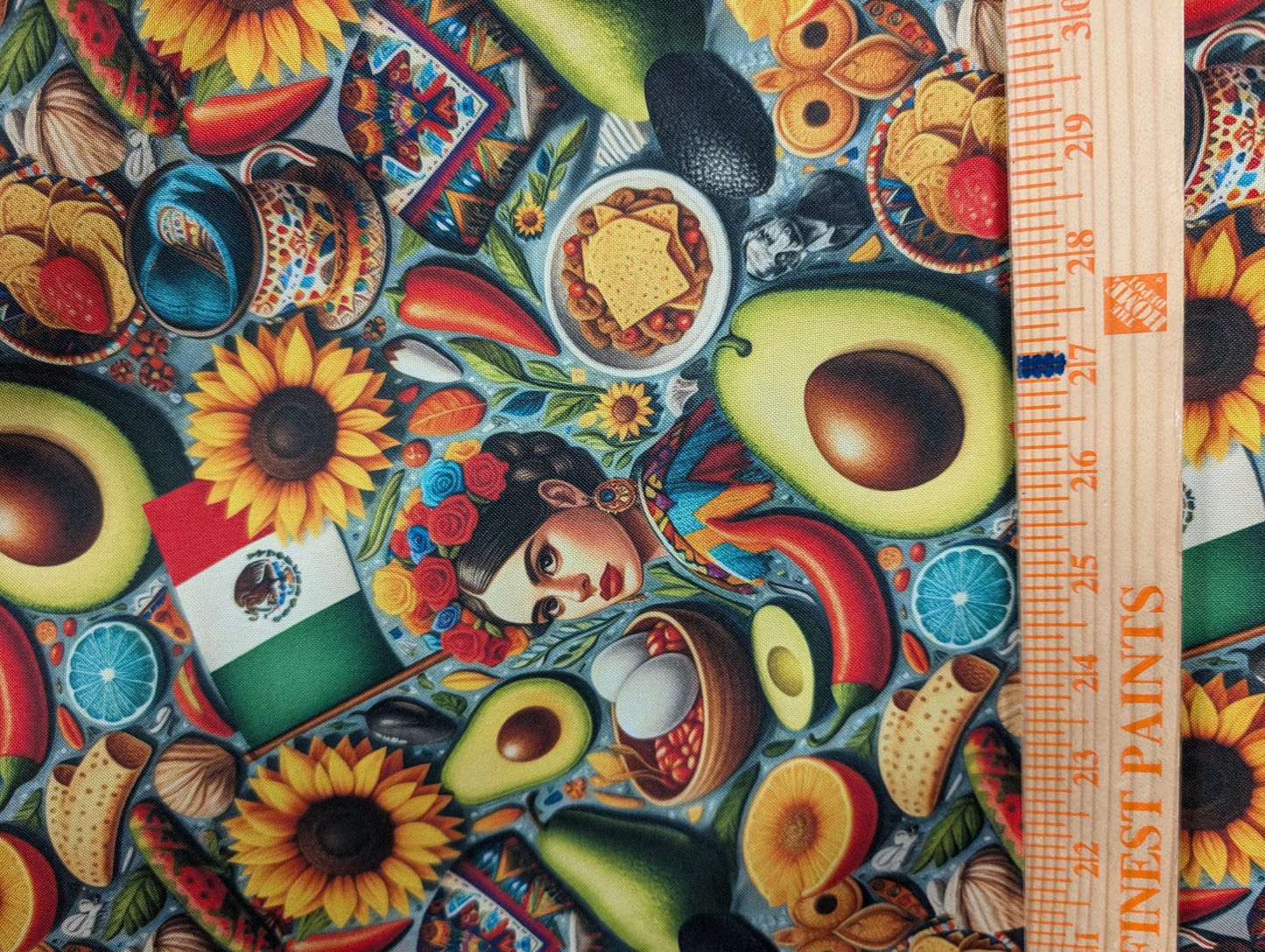 High Quality Mexican Fabric by the Yard – Frida Kahlo, Tattoo, Avocado, Sombrero, Cinco De Mayo – Mini Matt Material   | Gtex Fabrics