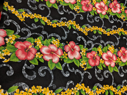 Hawaiian Print Luau Floral Hibiscus Fabric 45" Sold By The Yard  | Gtex Fabrics