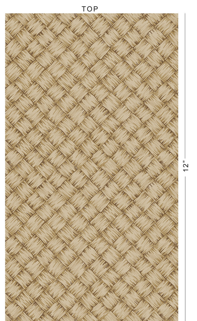 Hawaiian Lauhala & Raffia Mat Pattern Poly-Cotton Fabric – Tropical Woven Straw Print for Apparel & Decor (DK Brown))