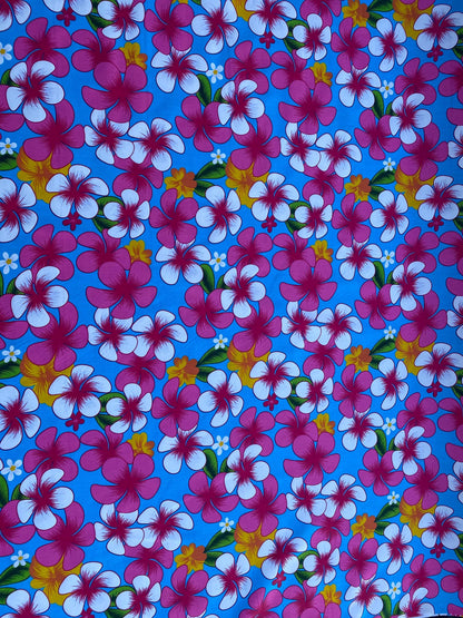 Polynesian Cotton Fabric by the Yard – Hawaiian Plumeria Floral Print – Island Style 100% Cotton, 45" Wide – New Tropical Design | Gtex Fabrics