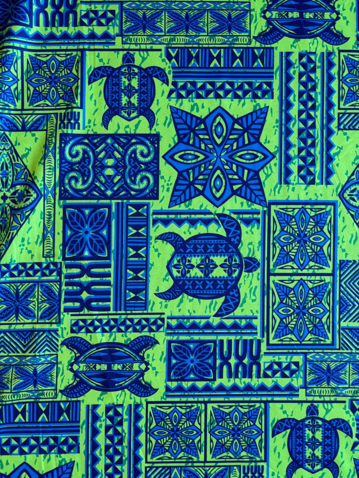 New Fijian Tapa Block Turtle Print Fabric - Polynesian Design - Peach Skin Fabric- by the Yard 58" Wide - Fiji Material  | Gtex Fabrics