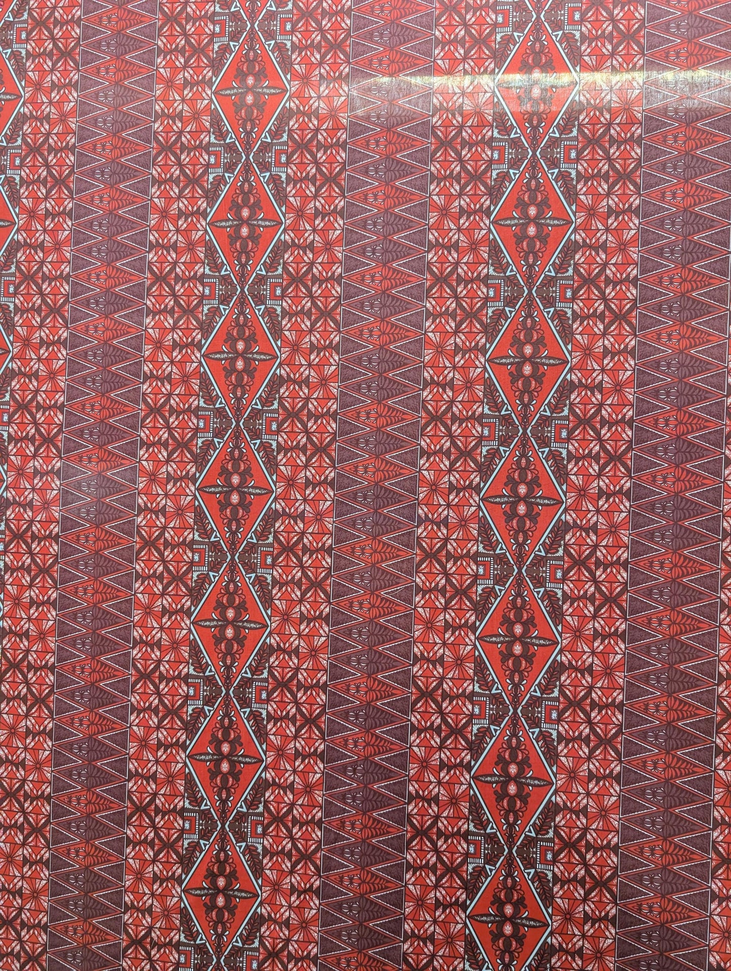 Polynesian Fabric -Tongan Tapa Fabric, Block Print, Tribal Tattoo, Island Fabric - Sold by the Yard - Poly Cotton Fabric 45" - New Design  | Gtex Fabrics